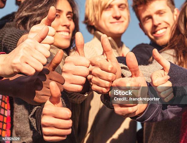 Multiracial Thumbs Up Stock Photo - Download Image Now - Cheerful, Embracing, Thumb