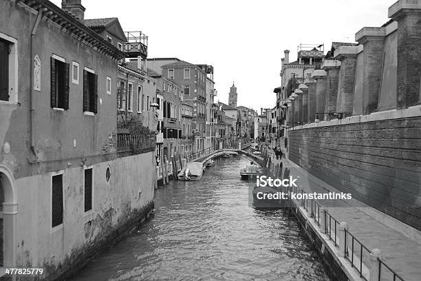 Canal In Venice Stock Photo - Download Image Now - Architecture, Black And White, Building Exterior