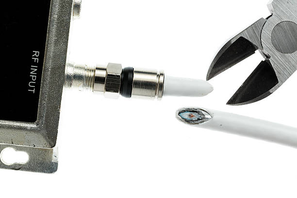 istock Concept isolated photo of cutting cable cord 477828270