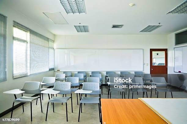 Empty Classroom With Chair And Board Stock Photo - Download Image Now - Classroom, Blank, Cleaning