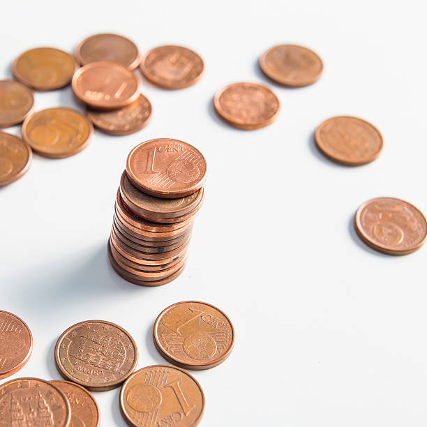 istock One cent euro currency column isolated on a white background 477833924