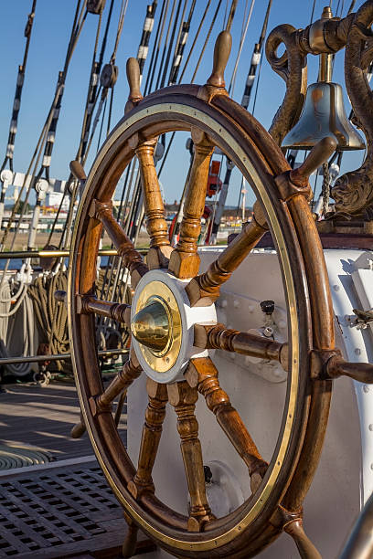 istock Sailing ship old wooden Steering wheel 477835246