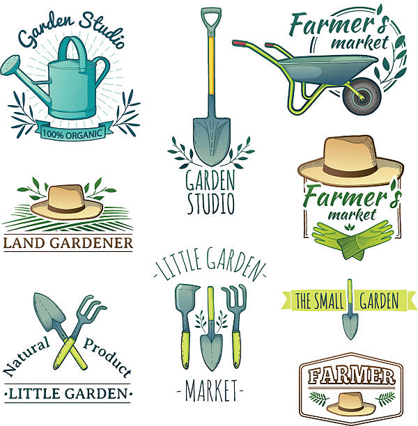 zbiór logo dla kupuj garden, farm, organiczne garden. - grace stock illustrations