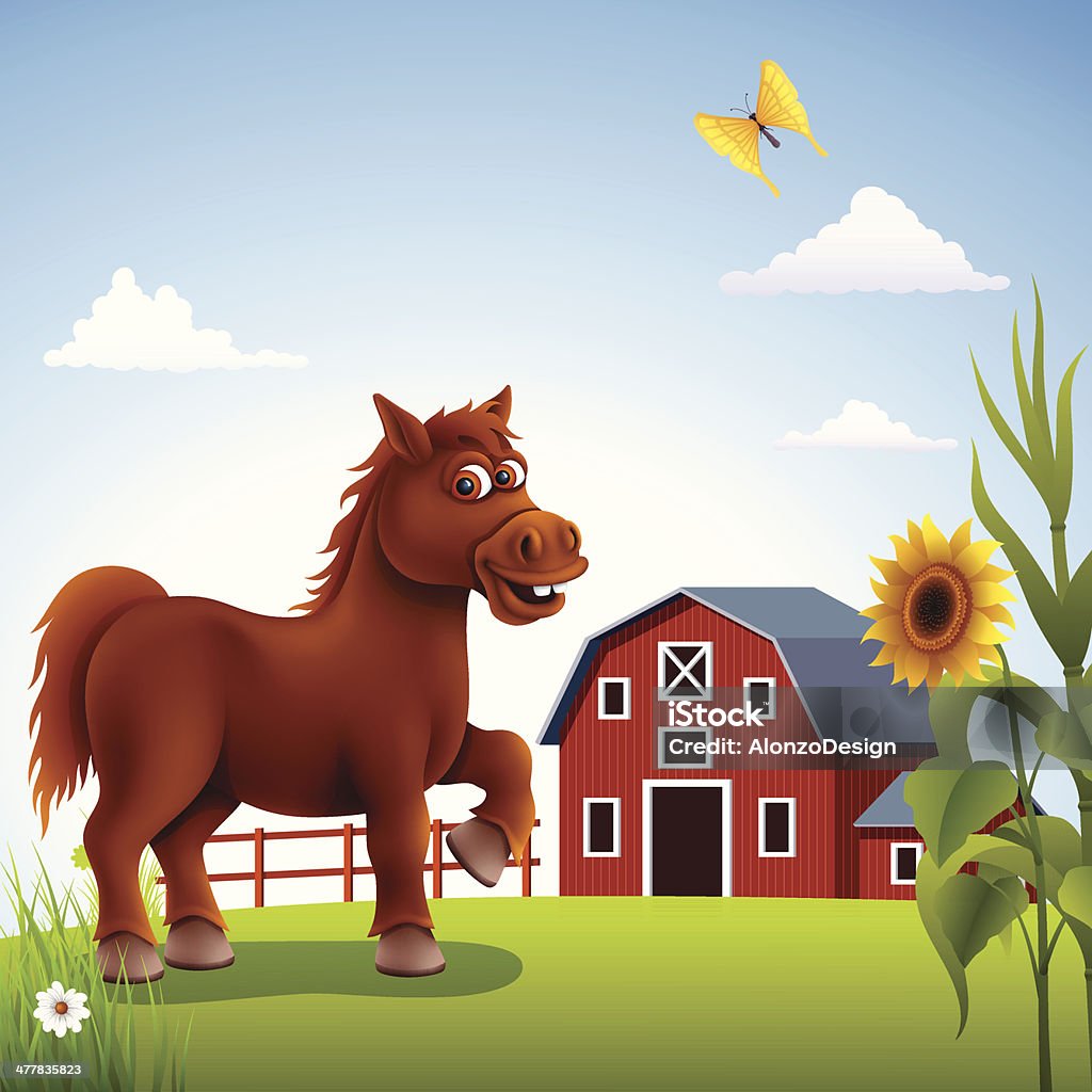 Pferd auf der Farm - Lizenzfrei Pony Vektorgrafik