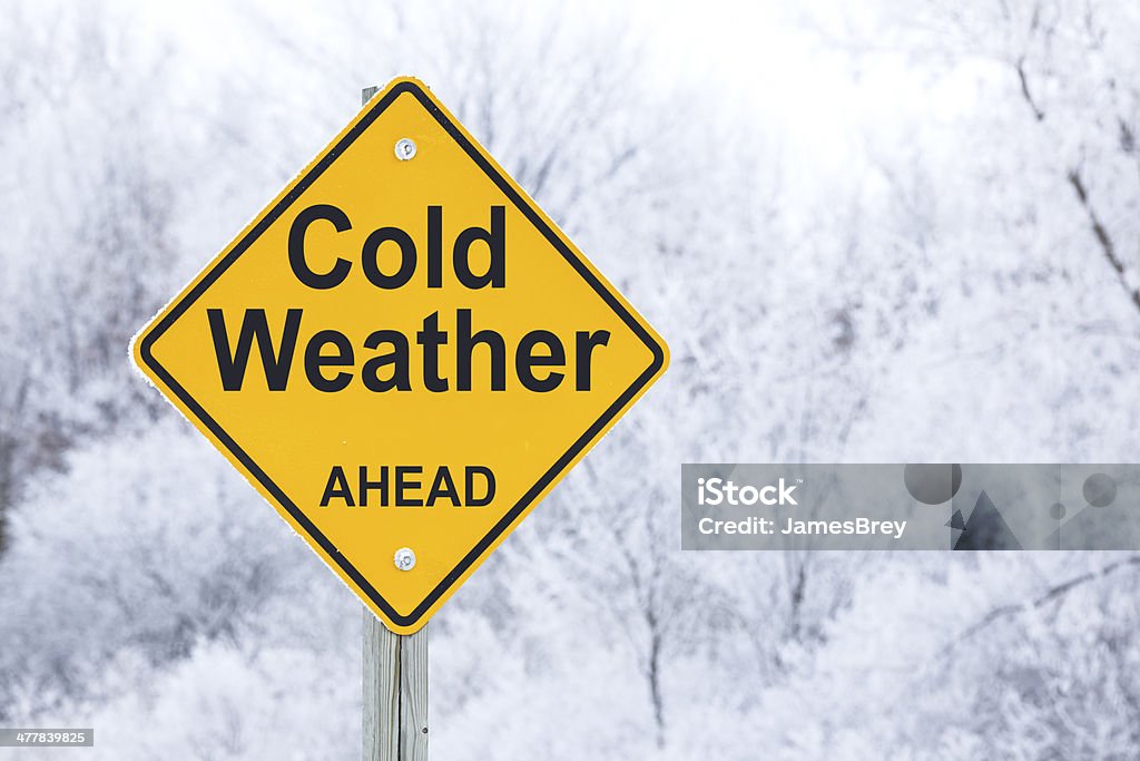 Cold Weather Ahead Road Warning Sign Weather Stock Photo