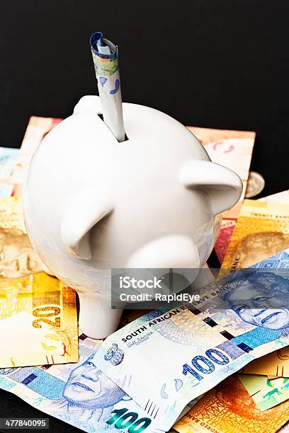 Wohlhabenden Sparschwein Gefüllt Mit Südafrikabanknoten Stockfoto und mehr Bilder von Ansicht aus erhöhter Perspektive