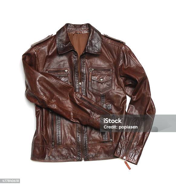 Leather Jacket Stock Photo - Download Image Now - Leather Jacket, Cut Out, Brown