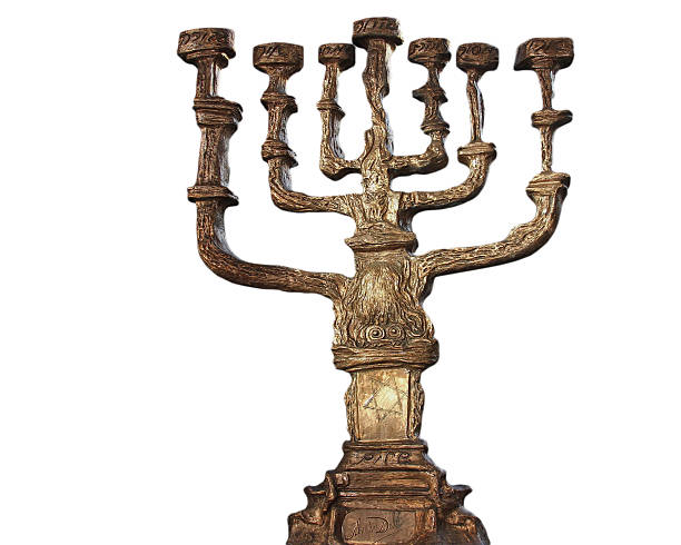 istock Big menorah isolated on white background 477841259