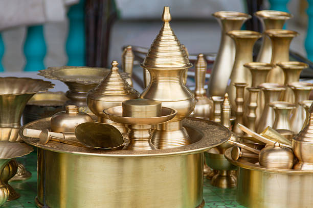 istock Brass utensils in the shop 477841336