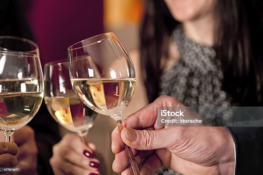 Having a good time. Having a good time and partying with a glass of wine. Adult Stock Photo