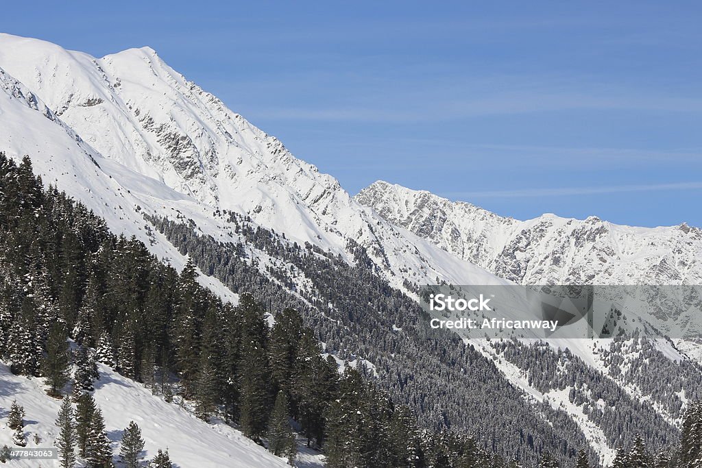 Paisagem de Inverno nos Alpes Lüsens, Sellraintal, Tirol, Áustria - Royalty-free Ajardinado Foto de stock