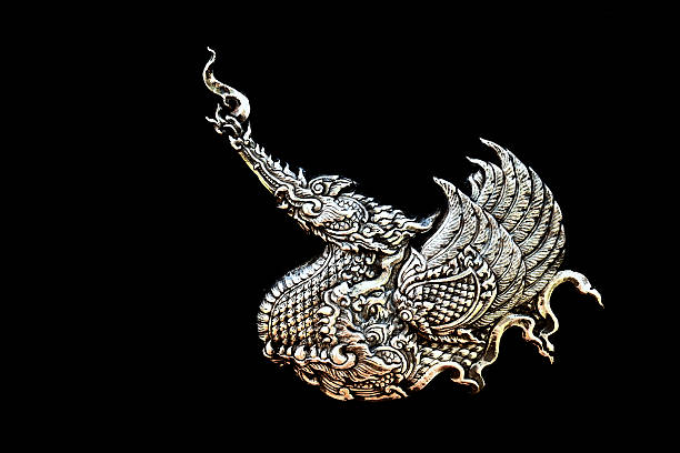 istock Thai style silver swan wall sculpture 477843112