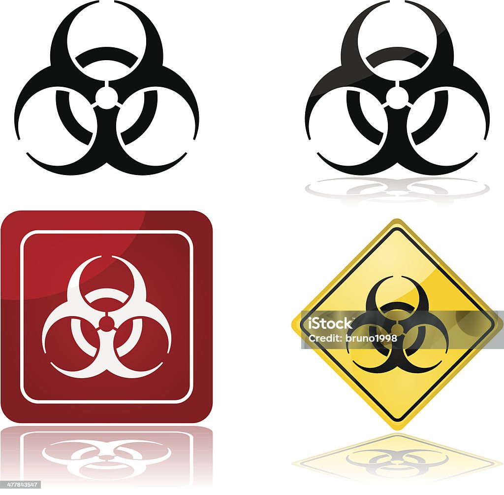 Biohazard sign Icon set showing a biohazard sign in four different styles Garbage stock vector