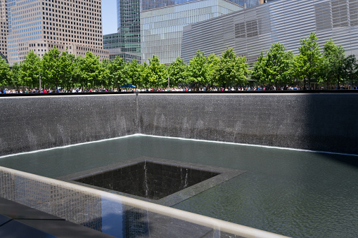 9/11 memorial are two fountains located in the former location of the twin towers
