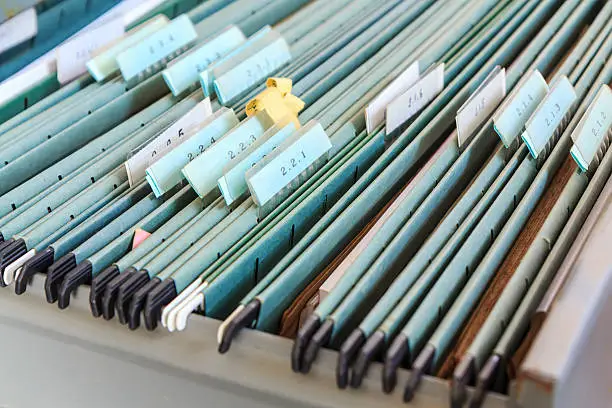 Photo of File folders in a filing cabinet