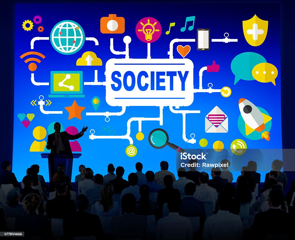 Society Social Media Social Networking Connection Concept ***NOTE TO INSPECTOR: All visible graphics are our own design, and were produced for this particular shoot.***					 2015 Stock Photo