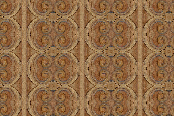 istock Carved wood wall close 477845456