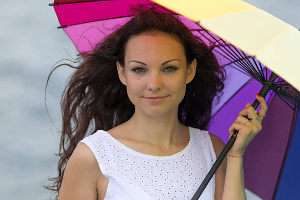 istock Portrait of brunette with umbrella 477846631