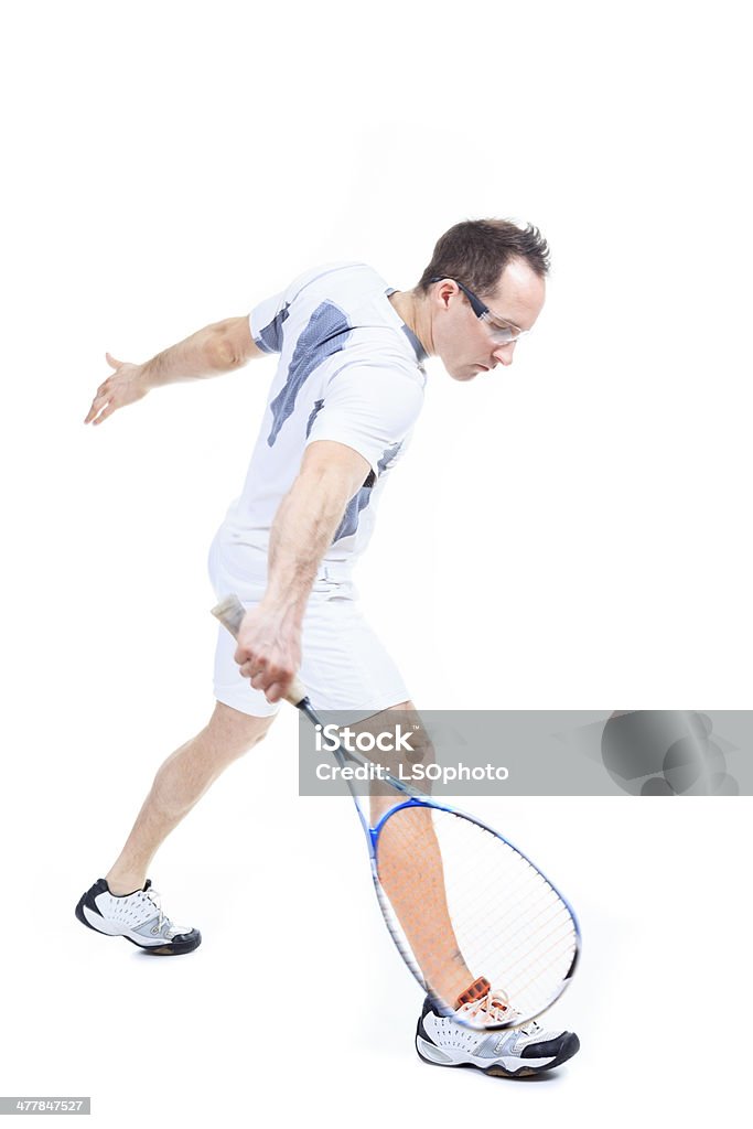 Jogador de Squash fundo branco - Foto de stock de Adulto royalty-free