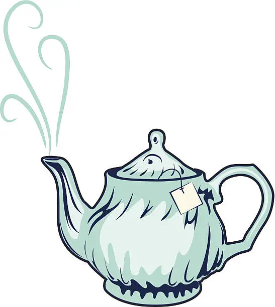 Vector illustration of Cute Teapot With Swirling Steam