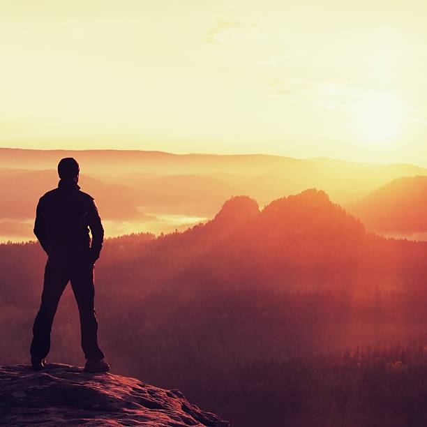 istock Hiker on sandstone rock in empires park 477847696