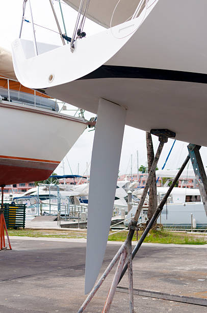 istock Sailboat rudder at the shipyard 477849098