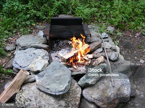 Camp Fire - Fotografias de stock e mais imagens de Acampar - Acampar, Ao Ar Livre, Buraco de Fogueira