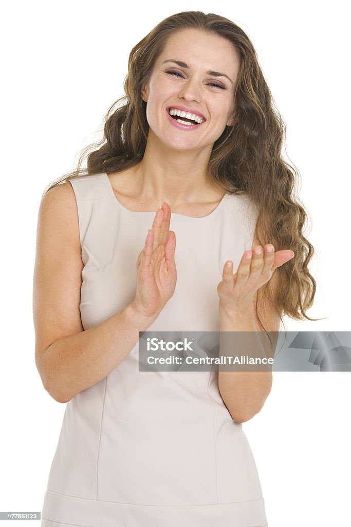 Portrait de jeune femme heureuse Applaudir - Photo de Applaudir libre de droits