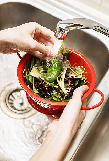 istock Hands washing salad mix leaves 477852554