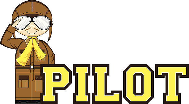 WW1 Pilot Learn to Read Illustration Cute Little World War Two Style Pilot Learn to Read Illustration. ww1 helmet stock illustrations