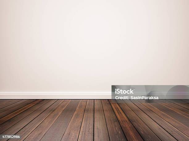 Hardwood Floor And White Wall Stock Photo - Download Image Now - Flooring, Domestic Room, Dark