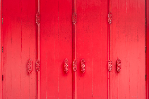 thai art on red wall