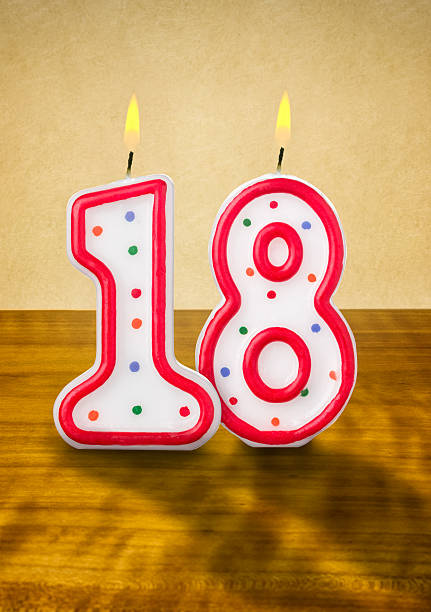 istock Burning birthday candles number 18 477853268