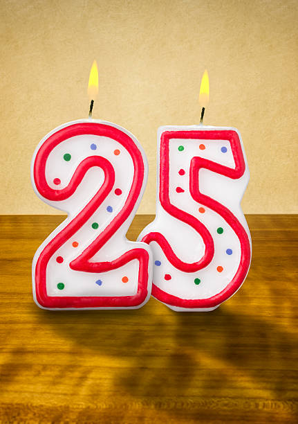 istock Burning birthday candles number 25 477853270