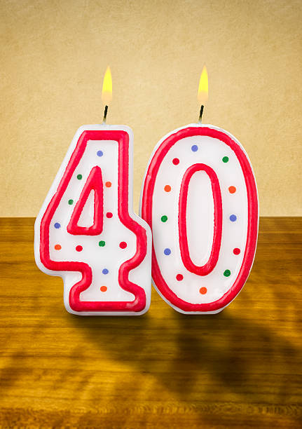 istock Burning birthday candles number 40 477853274