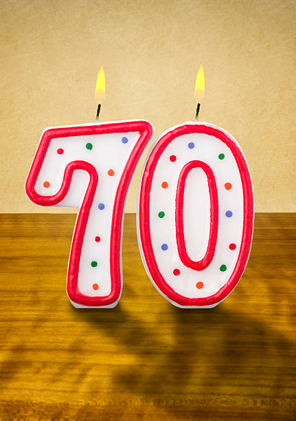 istock Burning birthday candles number 70 477853284