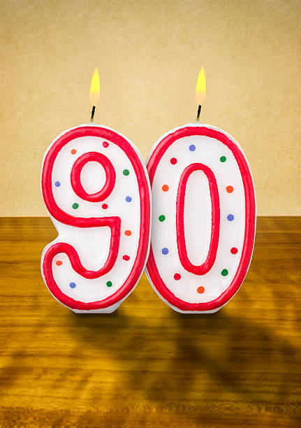 istock Burning birthday candles number 90 477853290