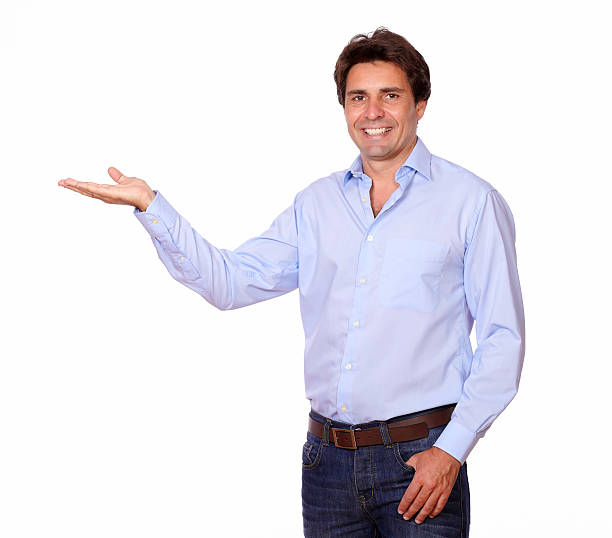 istock Stylish latin man holding palm out 477857653