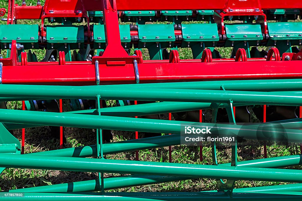 Agricultural equipment. Detail Equipment for agriculture, presented to an agricultural exhibition. 2015 Stock Photo