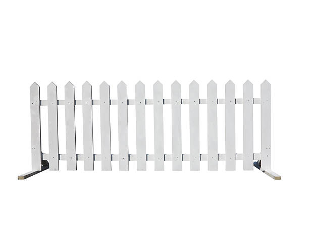 istock Wooden fence at ranch isolated on white background 477858122