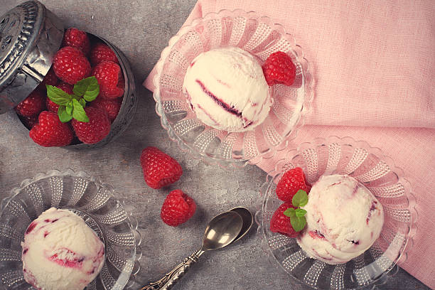 istock Homemade berry ice cream with fresh raspberries 477858752