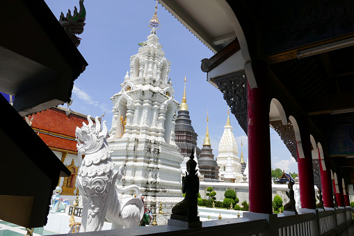 architecture of buddhist pagoda in temple in Thailand