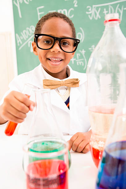 istock Education and Science:  Little boy playing scientist. 477859325