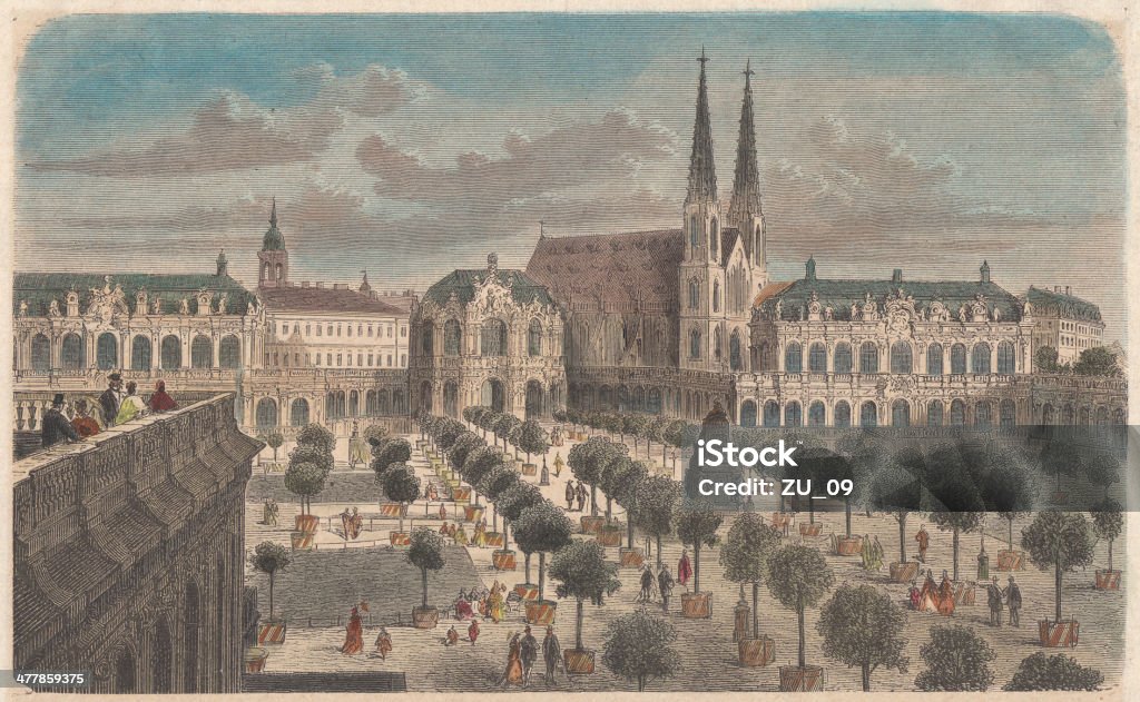 Zwinger und Church of the annunciation - Lizenzfrei Dresden Stock-Illustration