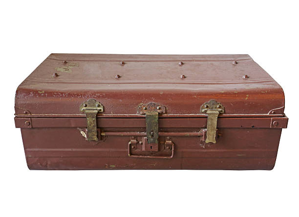 istock Vintage brown suitcase on white background with clipping path 477860023