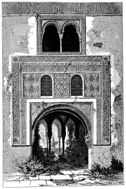 istock Antique illustration of Alhambra door 477860989