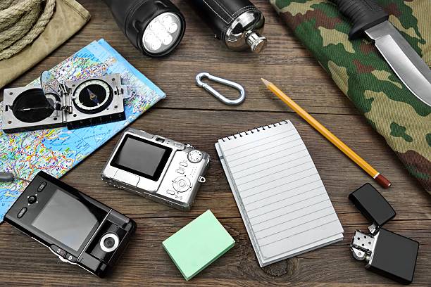 istock Desktop With Large Group Of  Objects For Travel 477863276