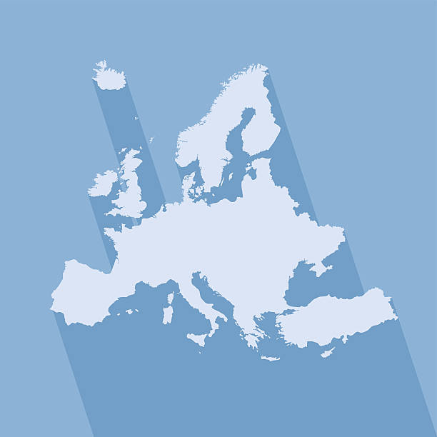 Europe simple blue map on blue background vector art illustration