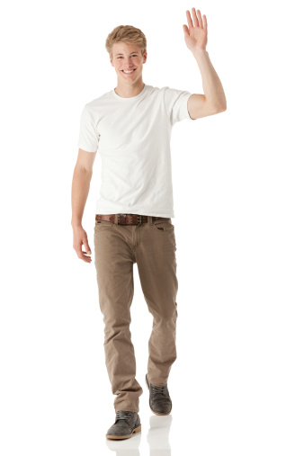 Young man walking with waving handhttp://www.twodozendesign.info/i/1.png