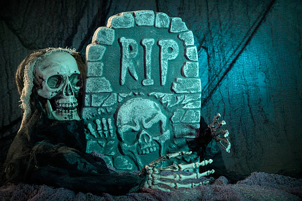 istock Skull monster and tombstone 477865835